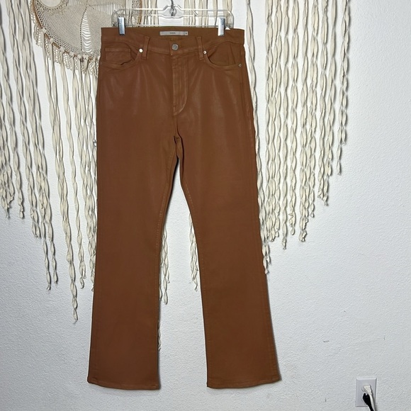 Hudson Barbara High Rise Baby Bootcut Coated Jeans Size 33/16 Caramel Cafe - Picture 2 of 15